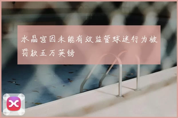 水晶宫因未能有效监管球迷行为被罚款五万英镑